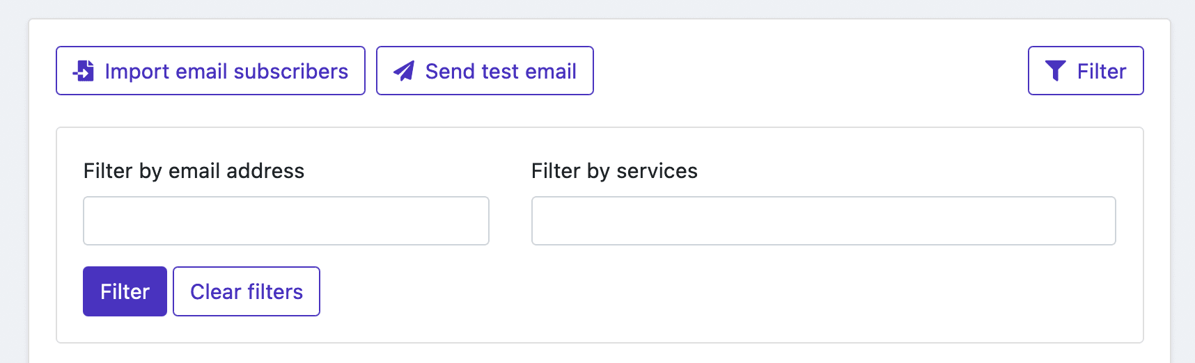 Status page subscriptions filter