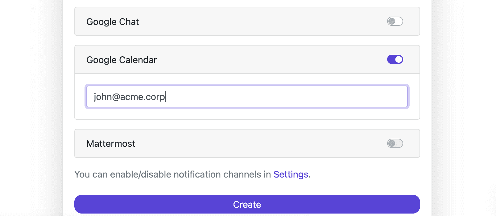Google Calendar integration screenshot 2
