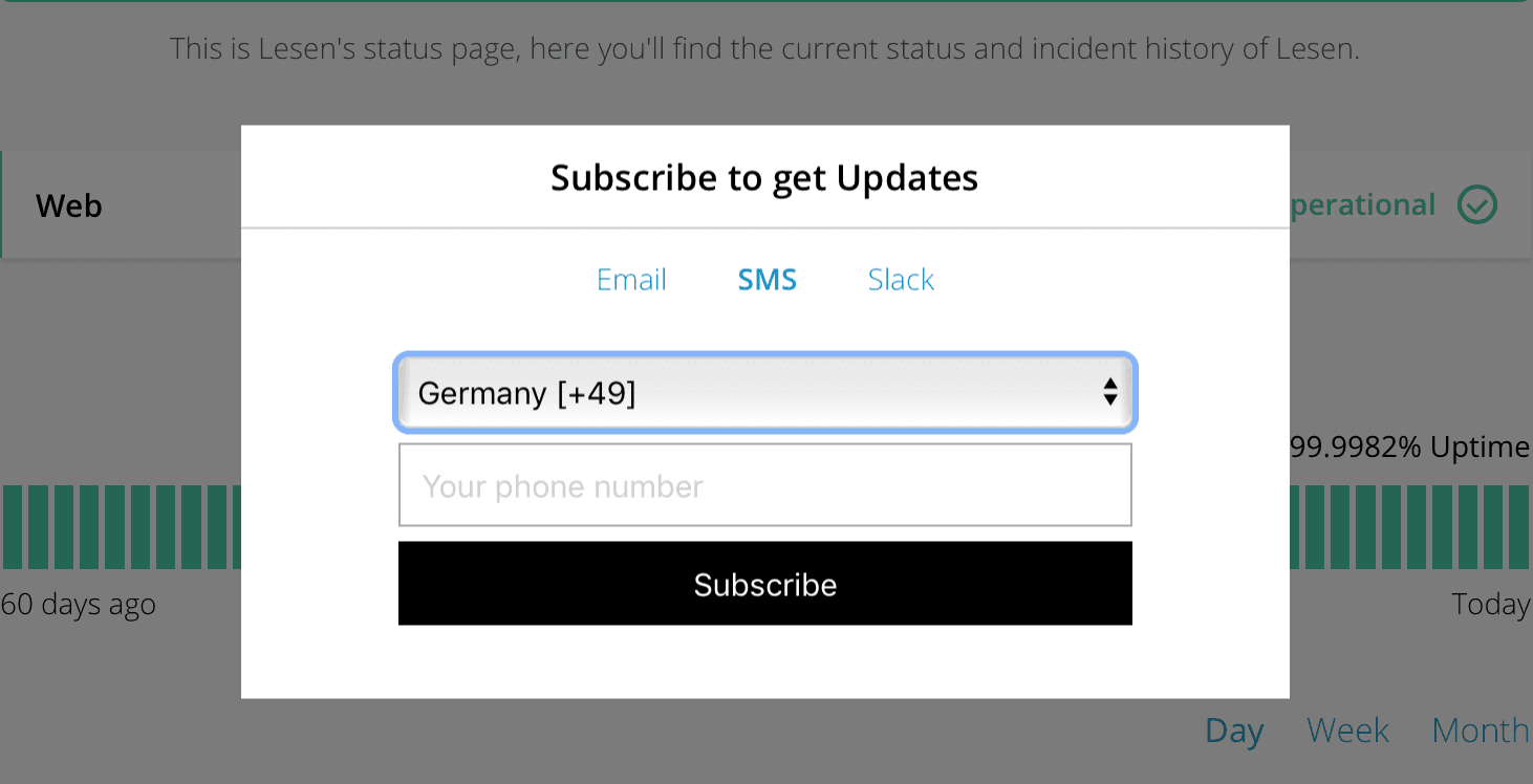 Status page SMS Notifications