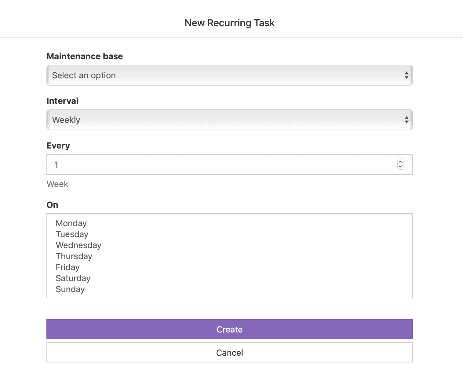 Status page recurring maintenance