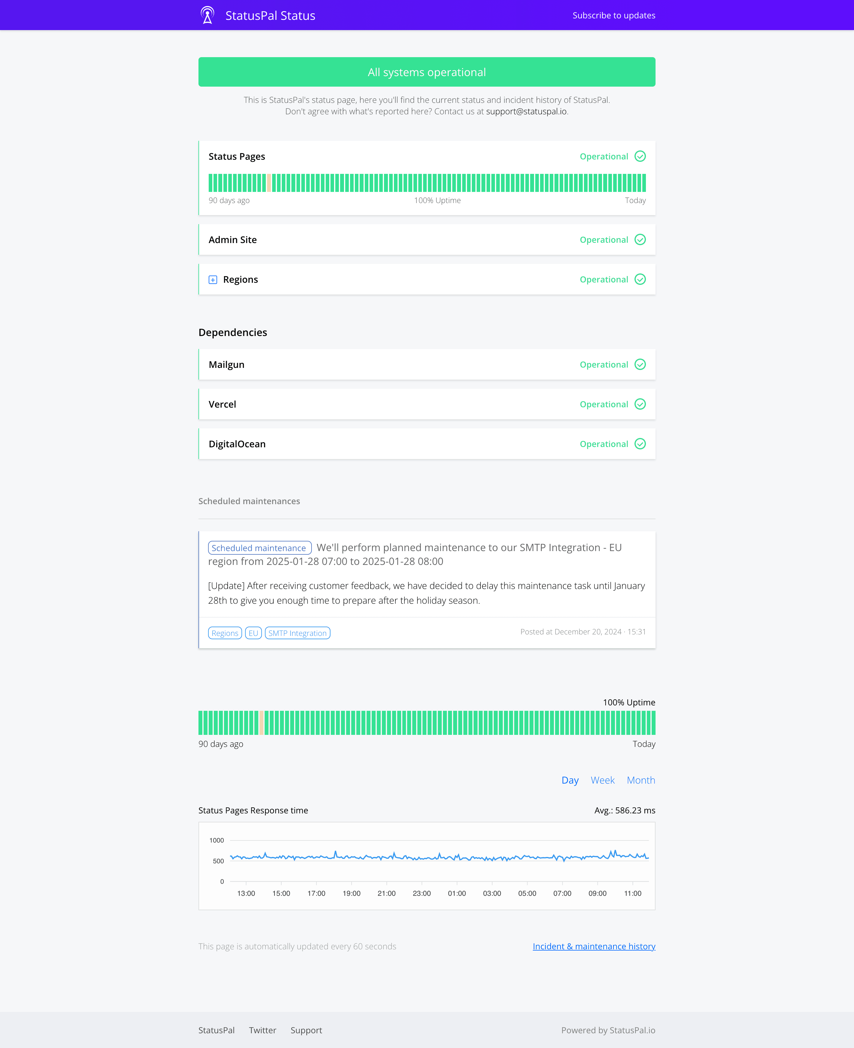 StatusPal's status page