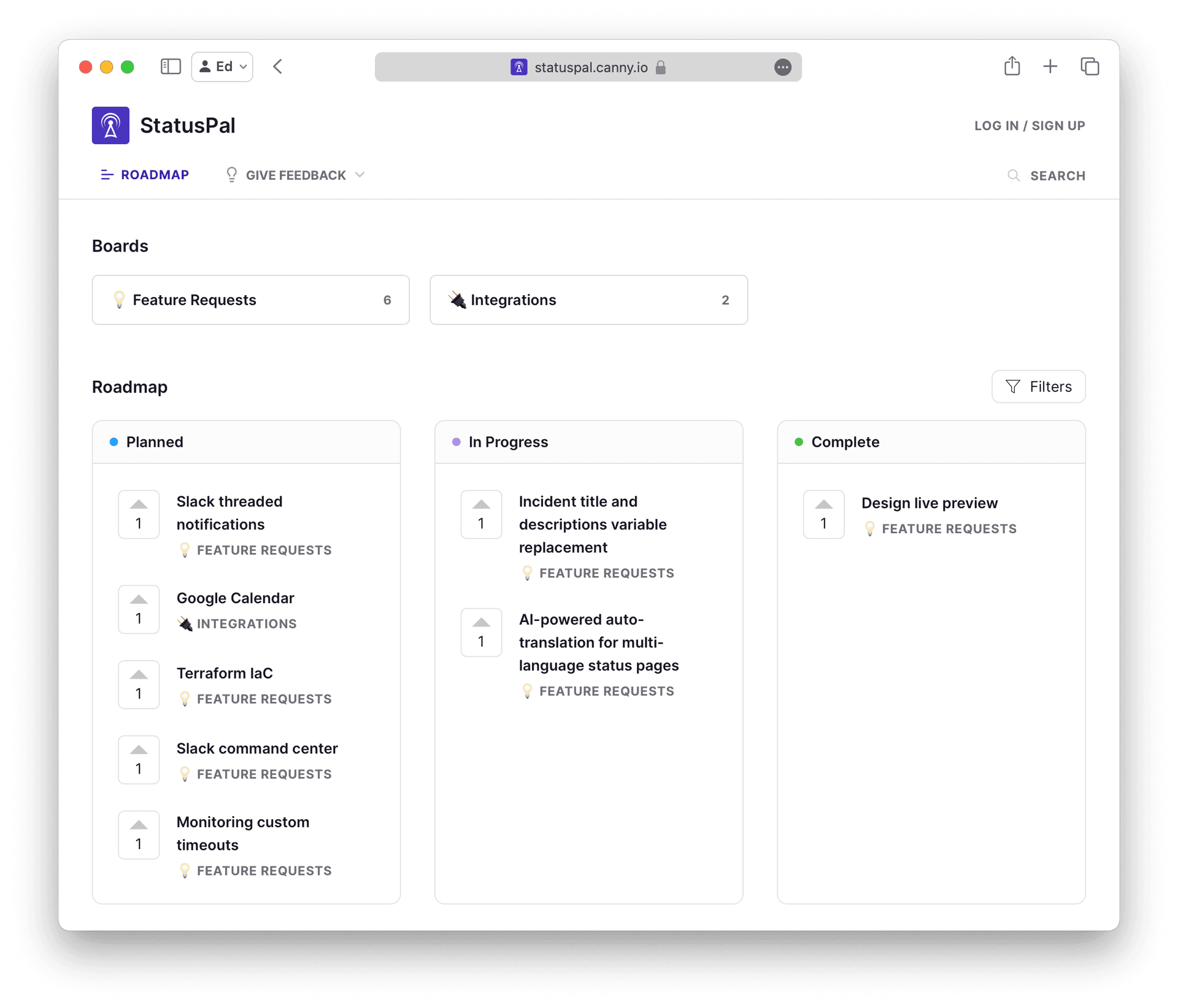 Changelog - A new way to keep up with our roadmap and leave us feedback
