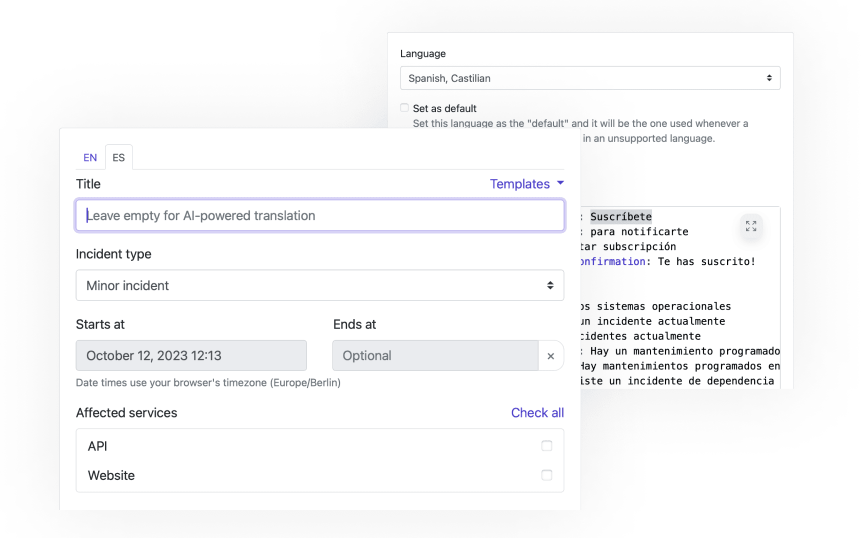 Changelog - AI-powered status page translations, monitoring custom HTTP headers, design live preview, and much more!