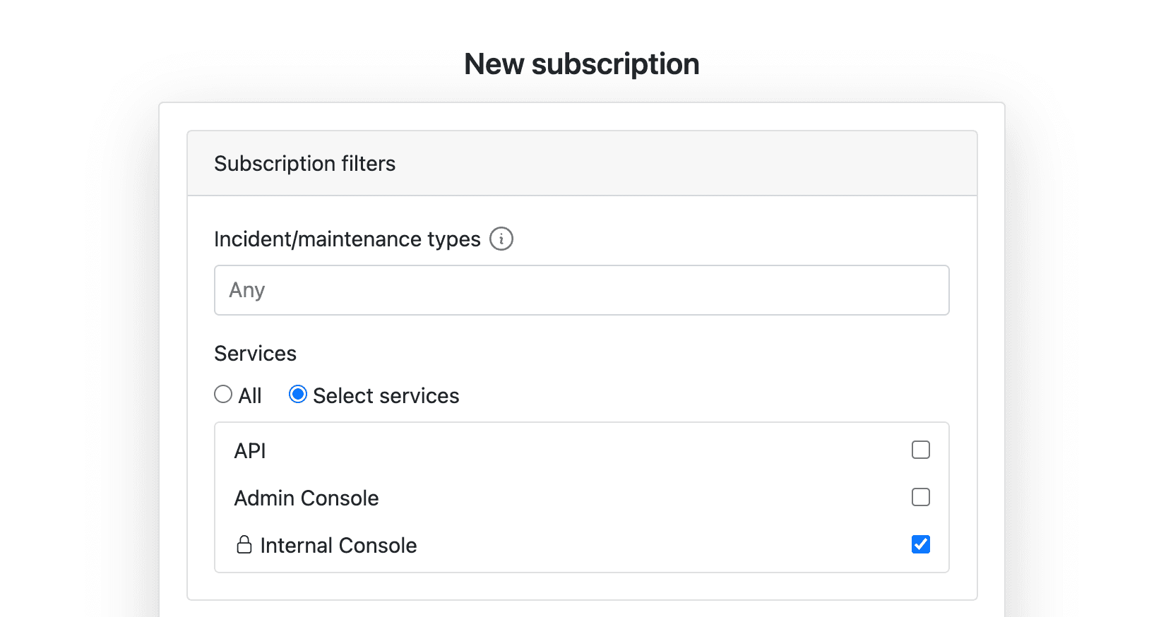 status page subsription private service