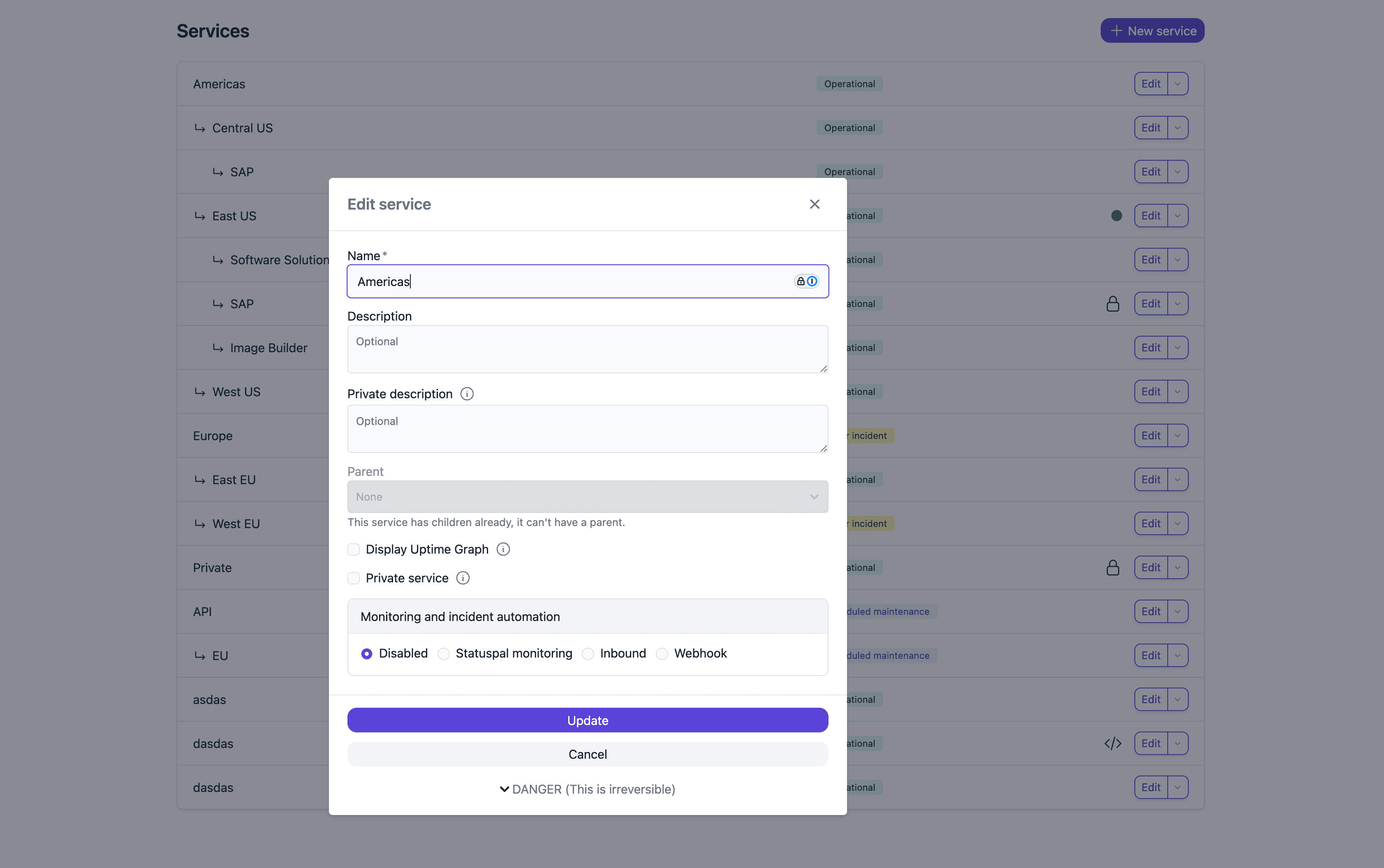 status page services refreshed