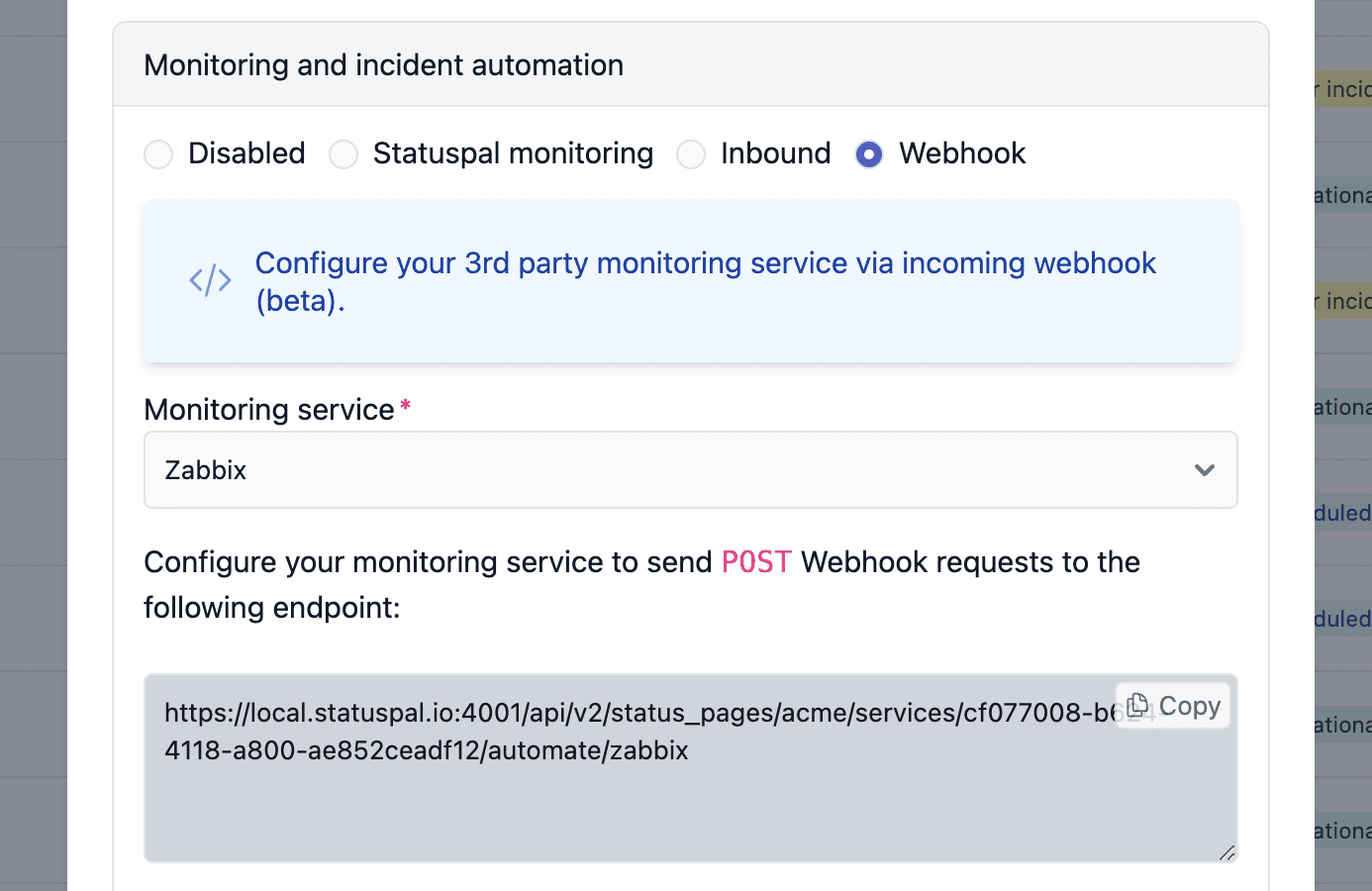 zabbix incident automation integration