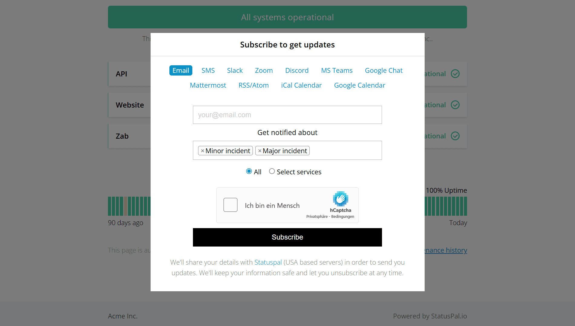 notification types filtering