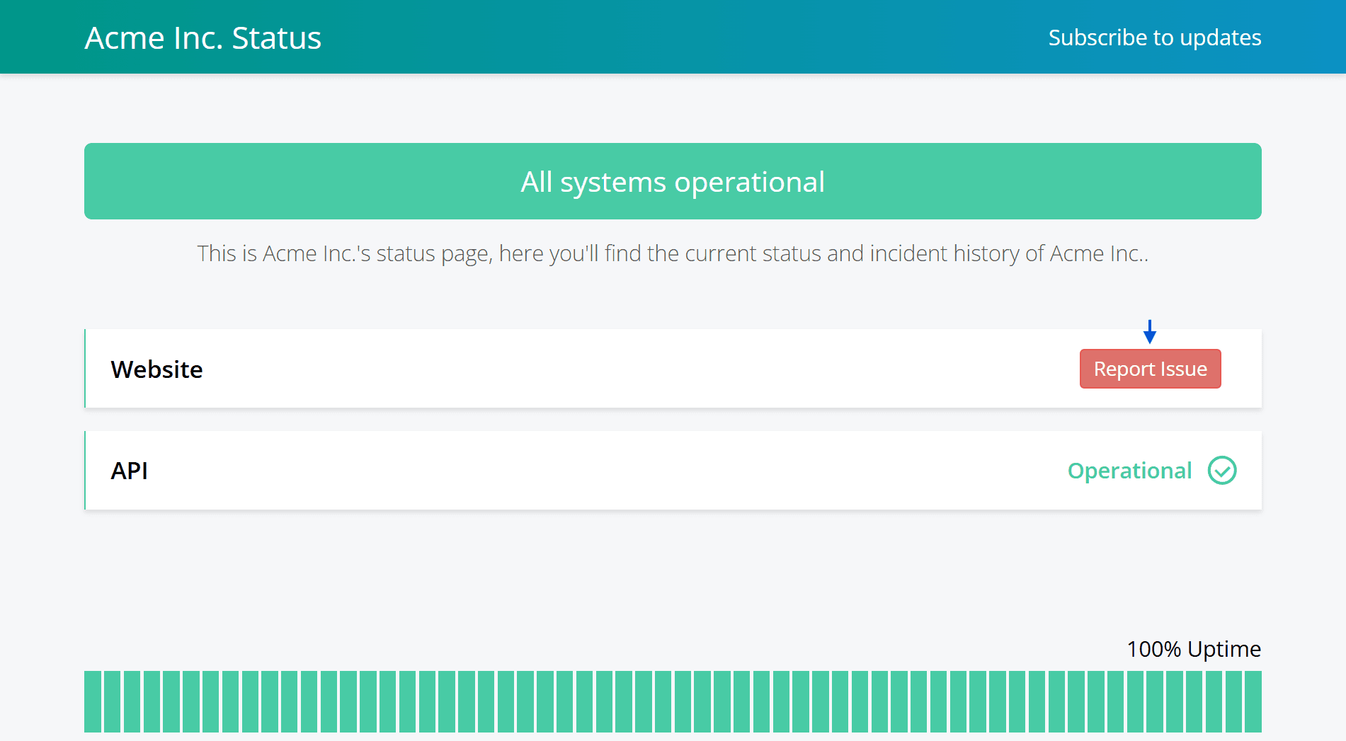 status page service red button support email