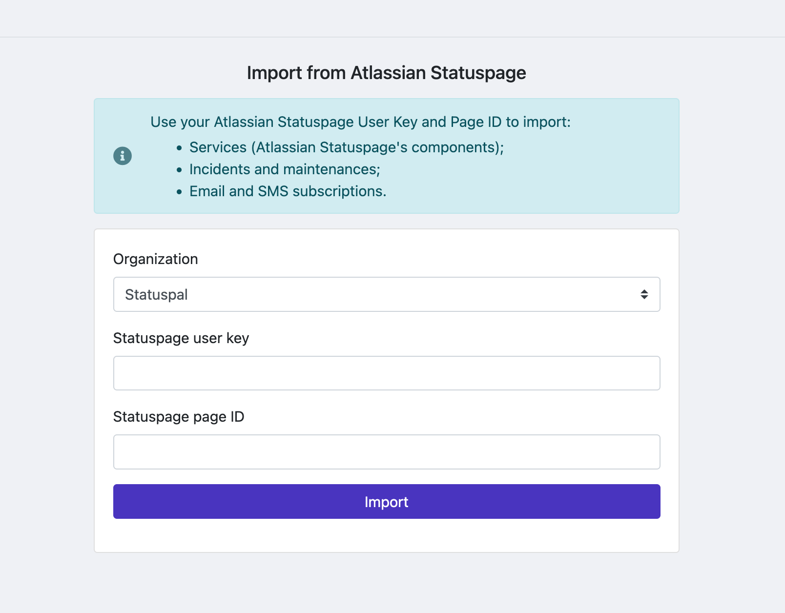 Changelog - Import your Atlassian status page in one click!