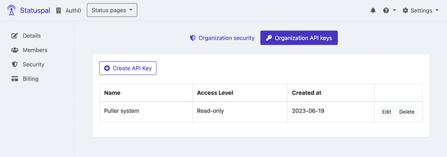 Weekly activity report, organization API keys and more! | StatusPal