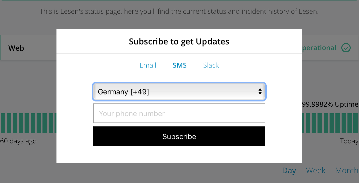 Status page SMS Notifications