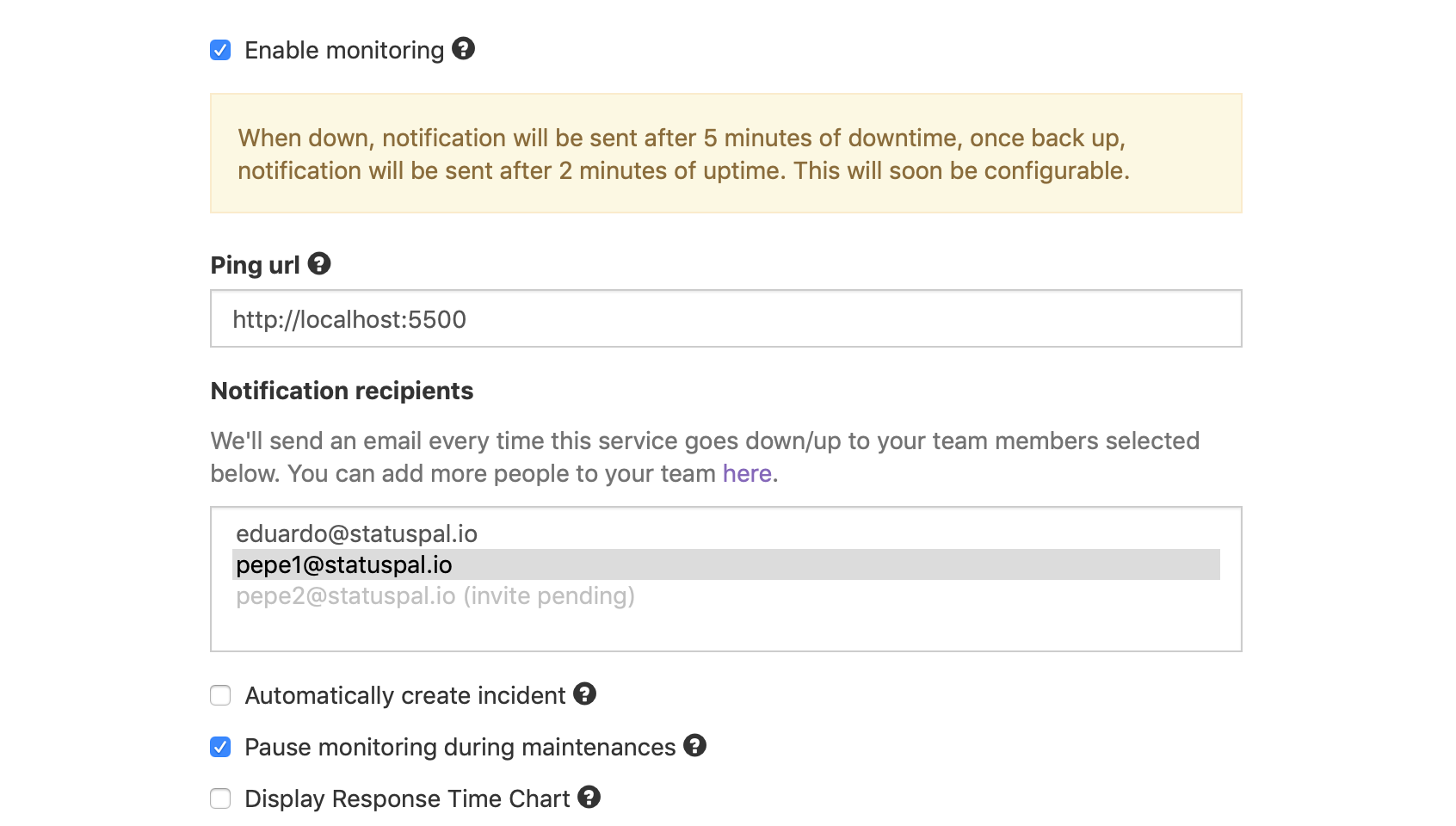 Pause monitoring during a scheduled maintenance in your status page