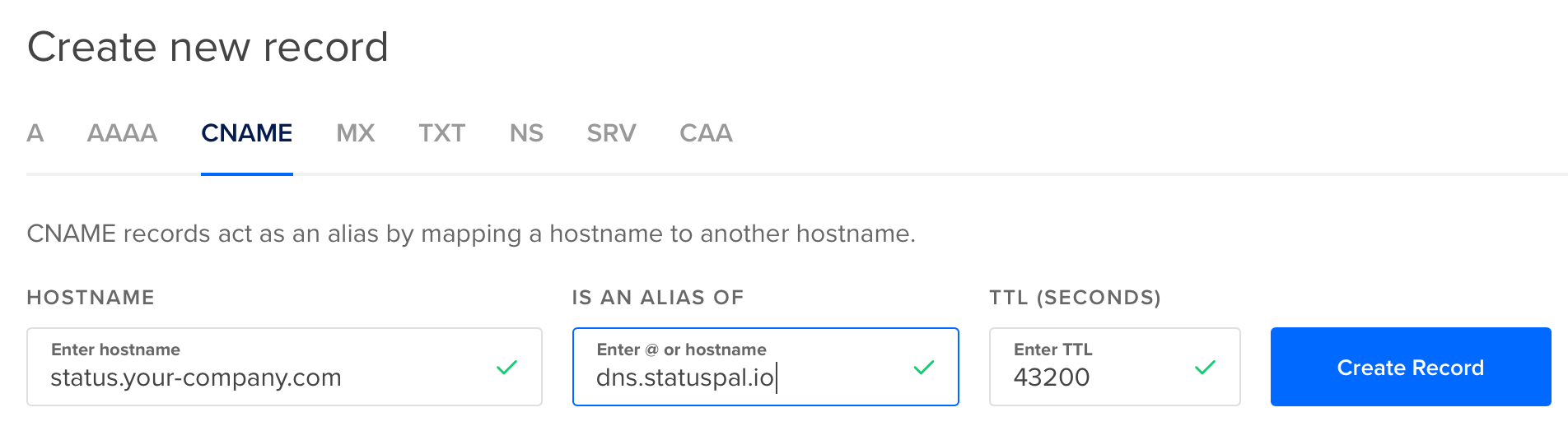 DNS Records configuration
