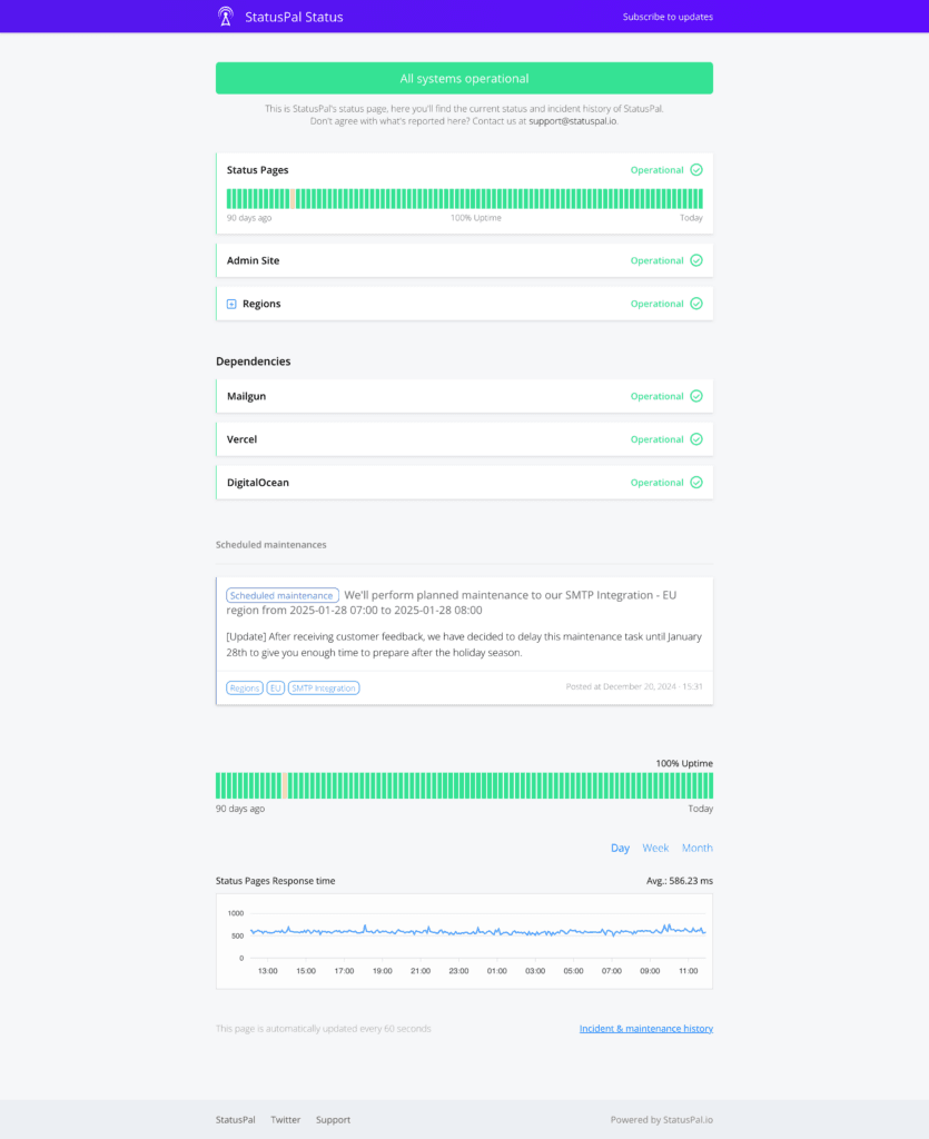 StatusPal's status page