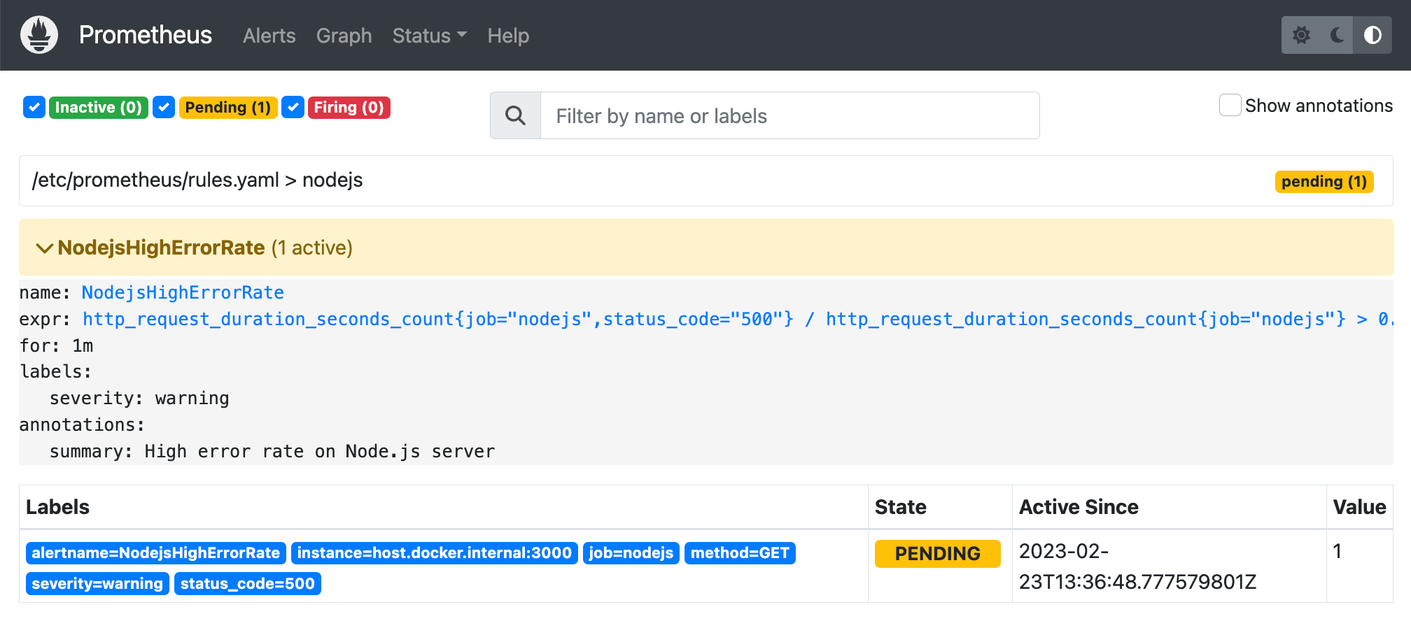 Prometheus alerts example